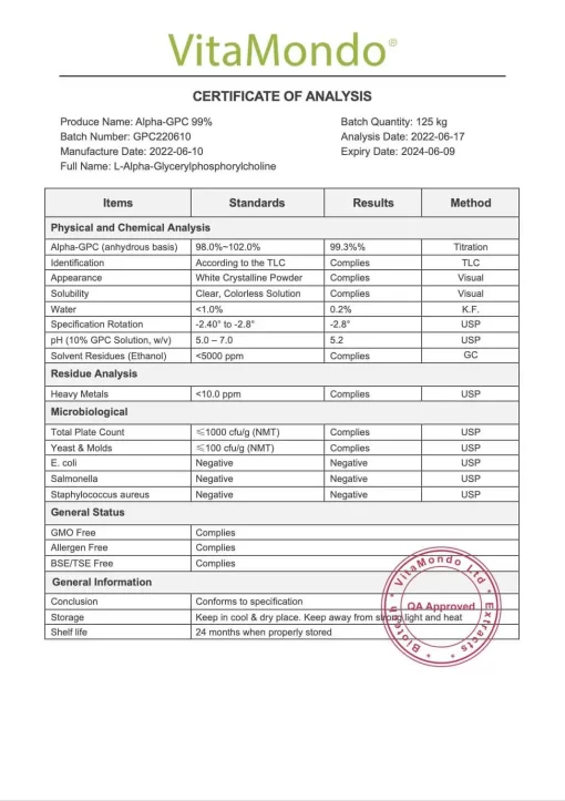 Premium Alpha-GPC 99%: 100g–1kg – Memory, Focus, Brain Support - Image 3