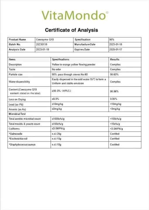Coenzyme Q10 Ubiquinone 98%: 400 mg × 100 Caps – Antioxidant, Heart Health - Image 5