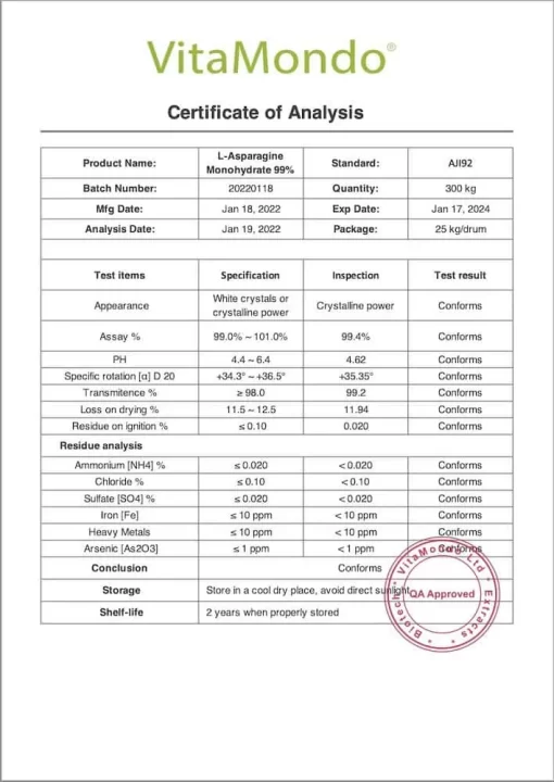 Premium L-Asparagine 99% Powder: 100g–1kg – Energy & Recovery Support - Image 3