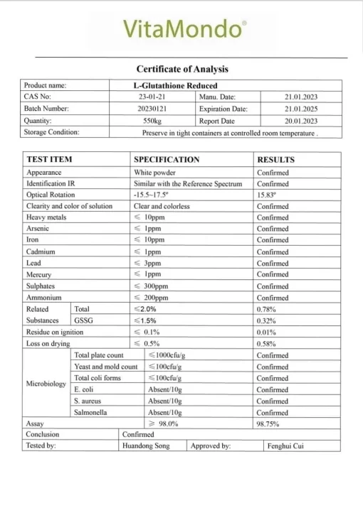 L-Glutathione 98% Reduced (GSH): 100g–1kg – Antioxidant & Immune Support - Image 3