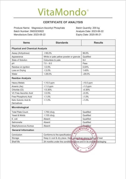 Magnesium Ascorbyl Phosphate COA 99%