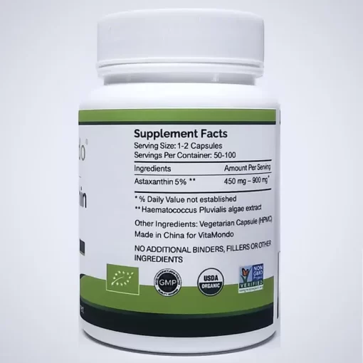 Organic Astaxanthin Supplement 5%: 500 mg * 100 Caps – Eye & Skin Support - Image 4