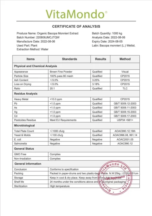 Organic Bacopa Monnieri Extract: 100g-1kg – Brain, Memory, Mind - Image 3