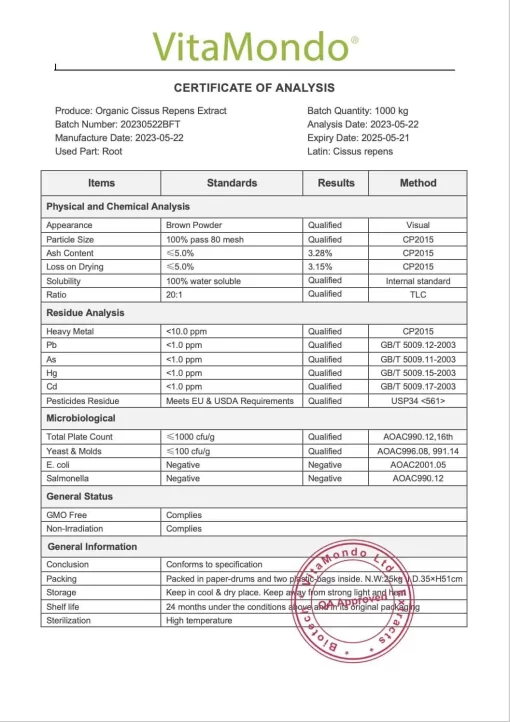 Organic Cissus Repens Extract: 100g-1kg – Joint Health & Mobility - Image 3