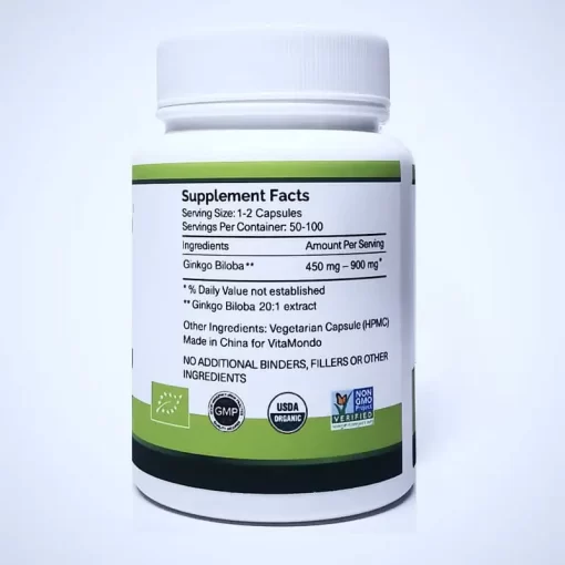 Organic Ginkgo Biloba 500mg * 100 Capsules – Memory & Circulation Support - Image 4