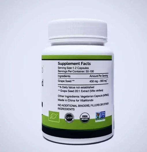Organic Grape Seed Extract 500mg * 100 Capsules – OPC & Antioxidant Support - Image 4