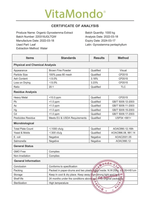 Organic Jiaogulan Extract Powder: 100g–1kg – Longevity Herb, AMPK Support - Image 3