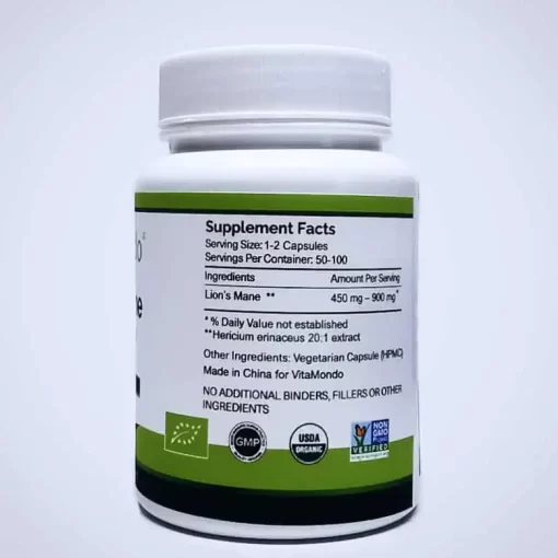 Organic Lion’s Mane Mushroom Capsules: 500mg * 100 Caps – Brain Support - Image 4