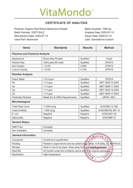 Organic Red Reishi Mushroom Powder: 100g–1kg – Ganoderma, Immunity - Image 3