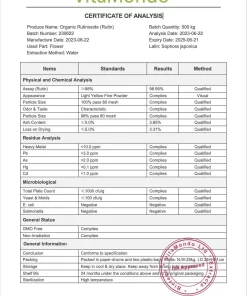 Organic Rutin 98% COA VitaMondo stamped