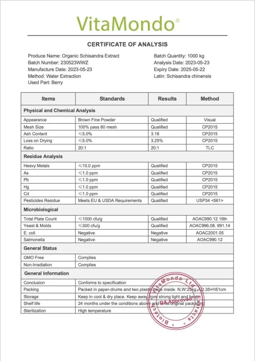 Organic Schisandra Berry Extract Powder: 100g-1kg – Energy, Liver Health - Image 3