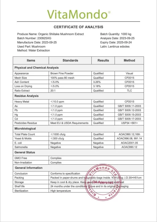 Organic Shiitake Mushroom Extract Powder: 100g-1kg – AHCC, Energy Support - Image 3