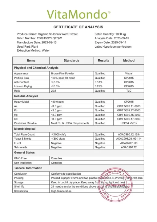 Organic St. John’s Wort Extract: 100g–1kg – Mood & Emotional Support - Image 5