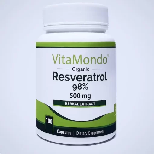 Organic Resveratrol 500mg Supplement 98 Capsules