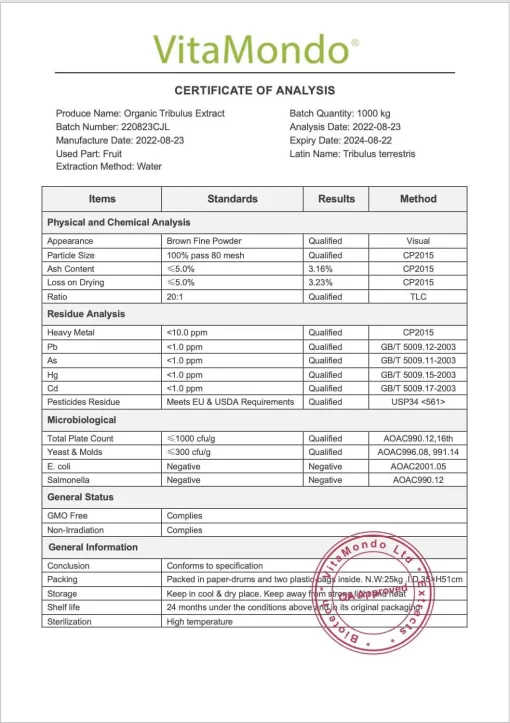 Organic Tribulus Terrestris Extract: 100g–1kg – Vitality & Performance Support - Image 3