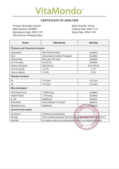 Pineapple Bromelain 2400 GDU/g: 400 mg × 100 Caps – Enteric Coated - Image 5