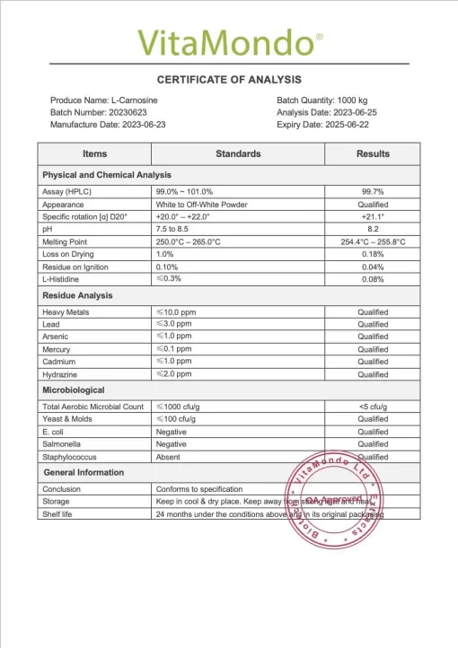 Premium L-Carnosine Supplement 99%: 100g-1kg – Cellular & Skin Support - Image 3
