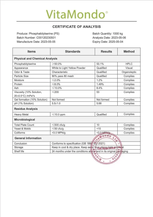 Premium Phosphatidylserine 50%: 100g–1kg – Brain & Memory Support - Image 3