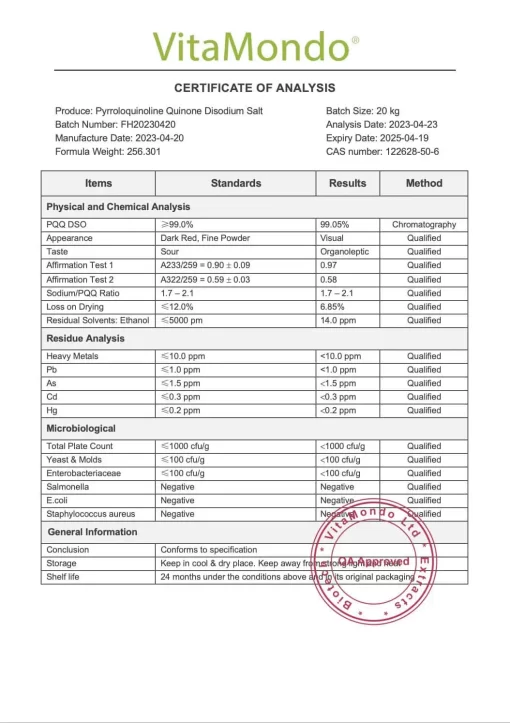 Premium Pyrroloquinoline Quinone (PQQ) 10%: 100g–1kg – Mitochondrial Health Support - Image 3