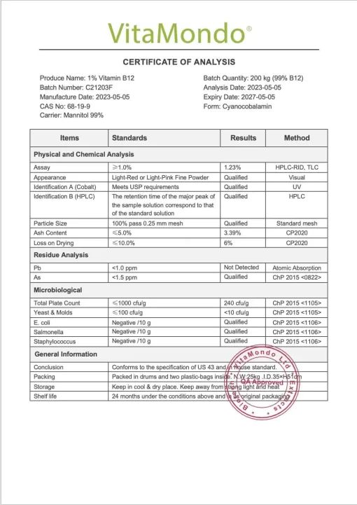 Premium Vitamin B12 Cyanocobalamin 1%: 100g-1kg – Brain & Wellness Support - Image 3