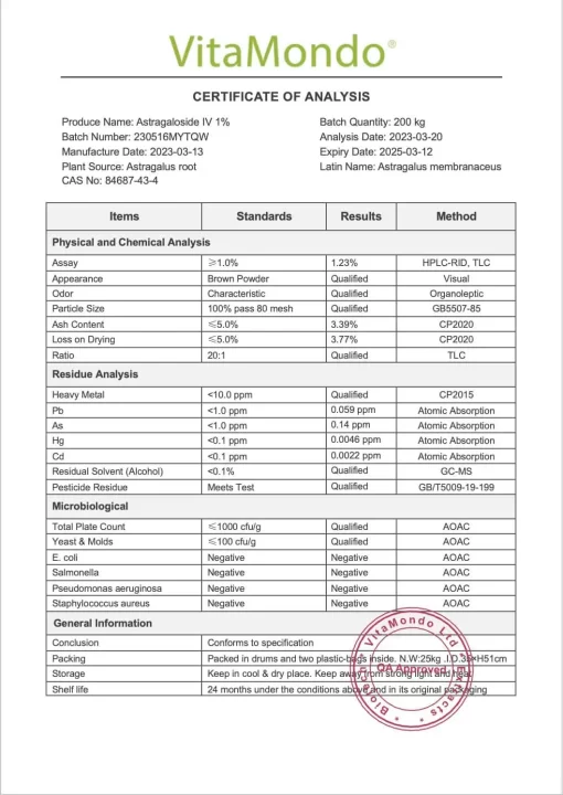 Prime Astragaloside IV 1% Extract: 100g–1kg – Cellular Support - Image 3